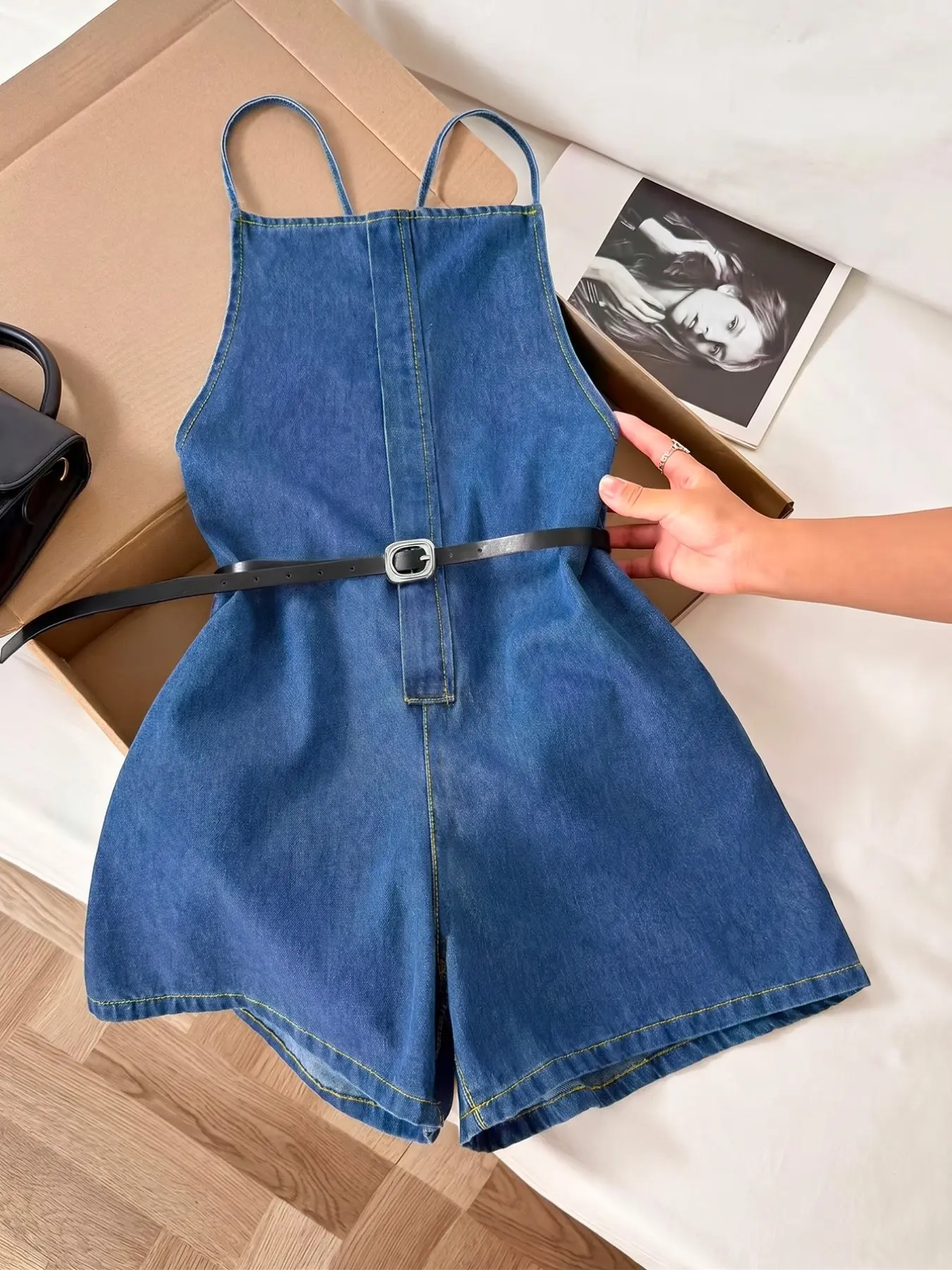 Casual Fashion Daily Non-Elastic Women's Denim Strap Romper Shorts, Comfortable, Stylish and Fit, Perfect for Everyday Wear