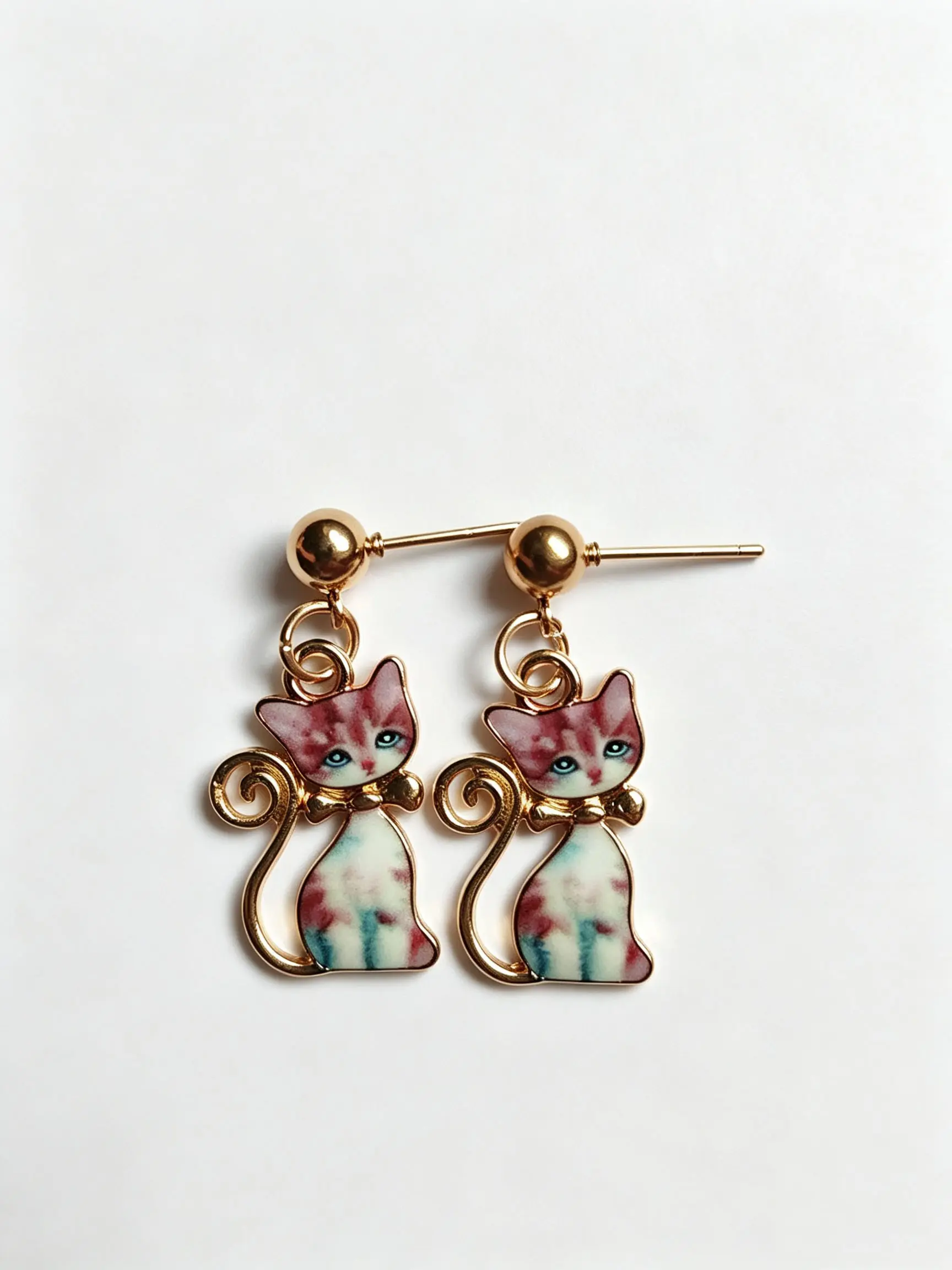 European and American Court Style Enamel Cat Earrings, Trendy Glaze Cat Ear Studs, Unique Fashion Jewelry for Women