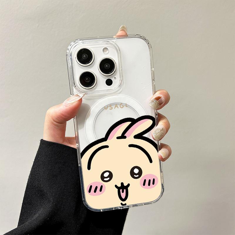 Cute C-Chiikawas Magsafe Phone Cases For iPhone 17 16 15 14 13 12 11 Promax Pro Air Plus Wireless Charging Transparent Silicone TPU Cover