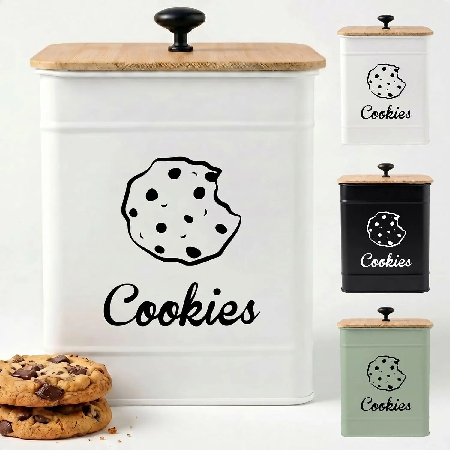 Cookie Jar with Airtight  Lid, 6"D x 8"H, 1 Gallon Iron Cookie Tin | Holds Up to 90 cookies, Airtight  Lid, Shatterproof Metal , 0.8 Gallon Capacity, Comfortable Lid Handle