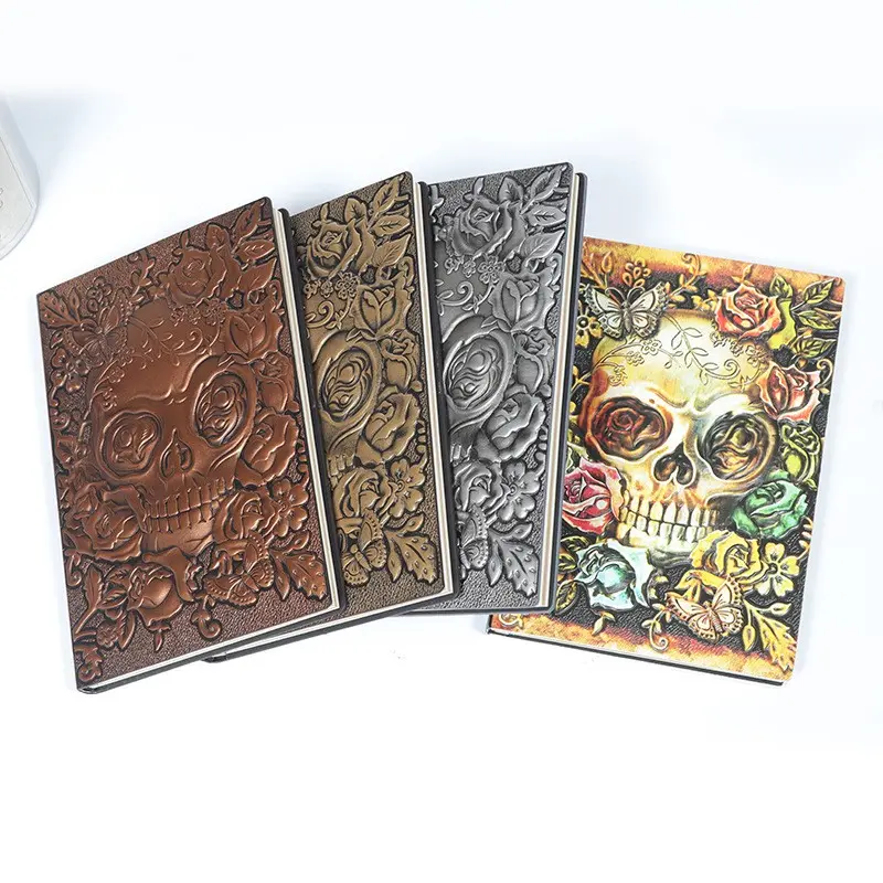 Skull Head Notebook, Relief PU Halloween Gift, A5 Journal, Perfect for Notes and Sketches, Unique Design for Creative Writing