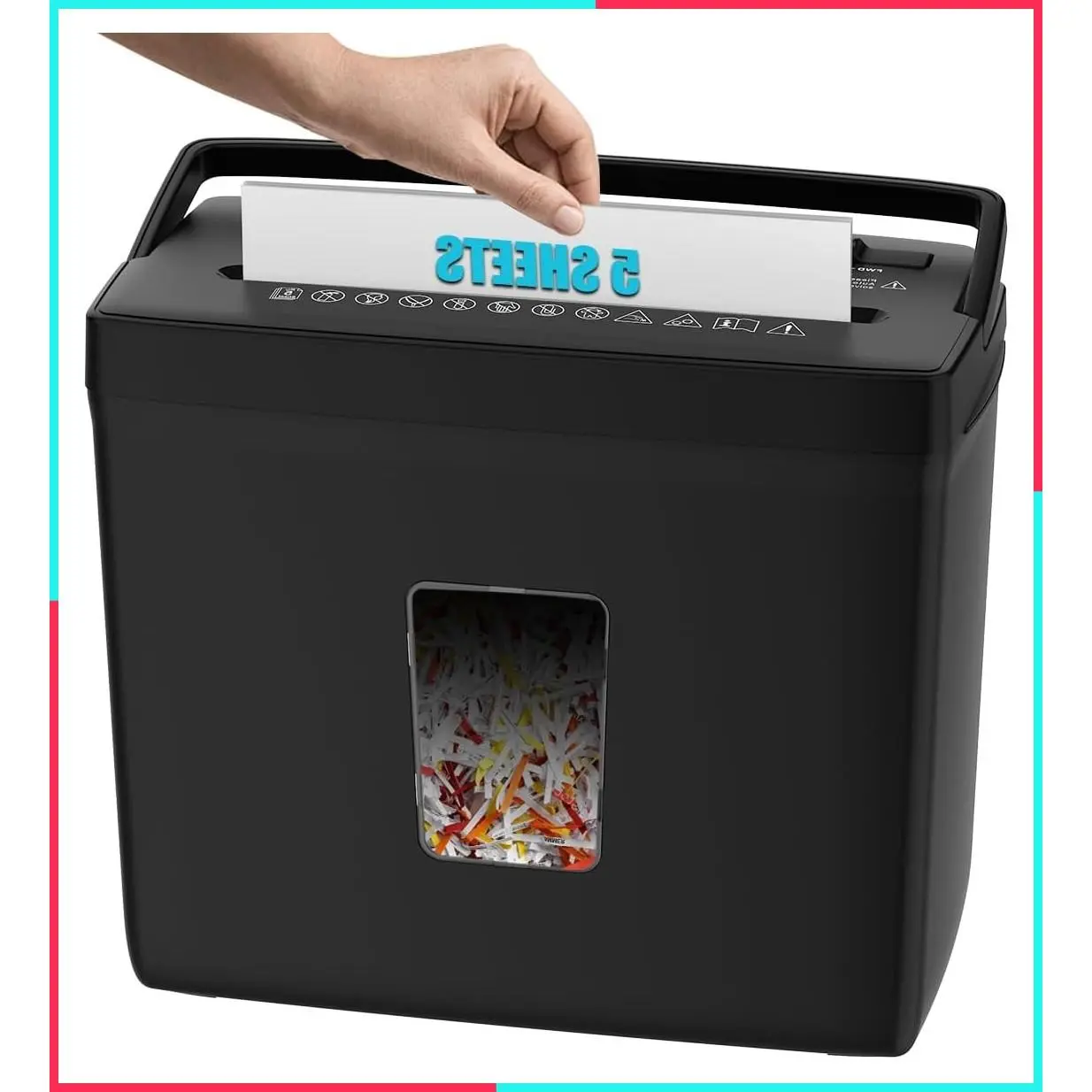 Paper Shredder for Home, 5-Sheet Cross Cut Desktop Shredder with 2.38-Gallon Basket, P-4 Security Level, 4-Mode Design, Shreds Paper & Credit Cards, Durable with Jam Proof Function