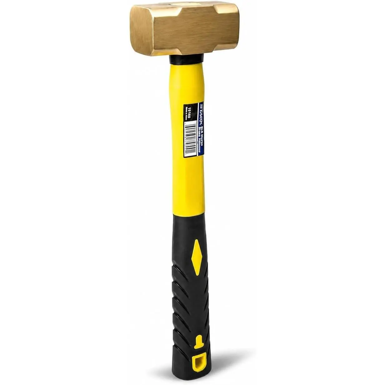 2-Pound Sledge Hammer with Brass Head and Fiberglass Handle, Comfortable Grip Impact Tool