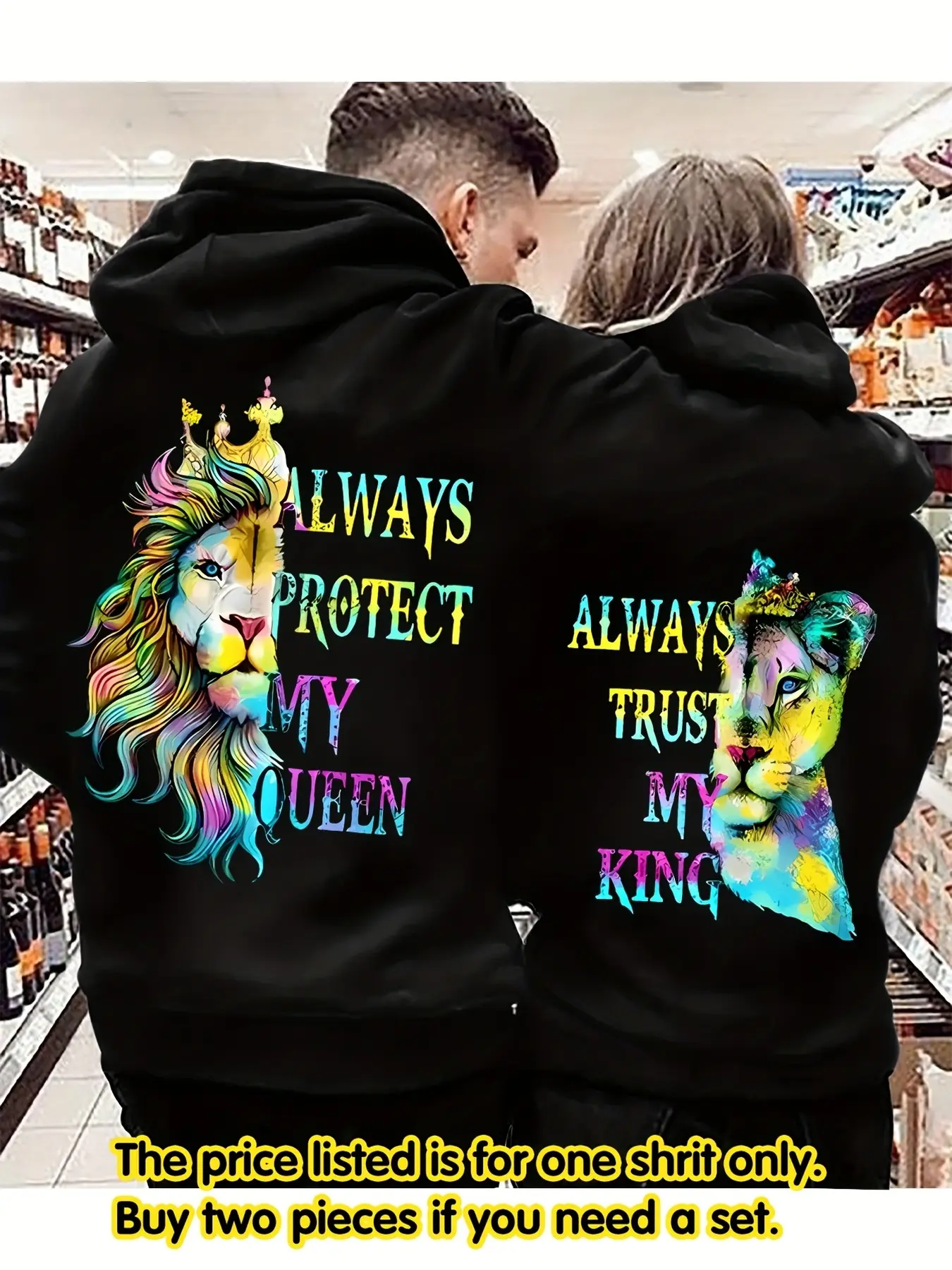 "Couple'S Breathable Set" Matching Couple Style Printed Long Sleeve Hooded Sweatshirt, Coordinated Couple Outfits, Autumn And Winter Casual Daily Wear