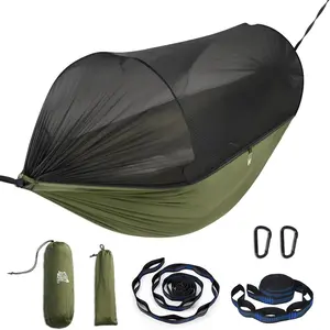 Miztli Camping Hammock -Portable Hammock w/Spacious Net & Tree Straps w/Adjustable Loops, Double and Single Hammock for Outdoor, Indoor, Hiking and Travel