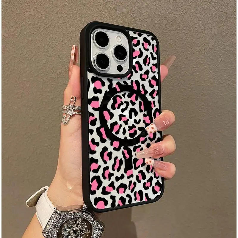 Premium Magnetic Case for iPhone11/12/13/14/15/16/17/promax Stylish Pink Leopard Pattern y2k cased MagSafe Ready, Anti-Fall, Springtok and Ultra-Thin Design |   Perfect for Everyday Use