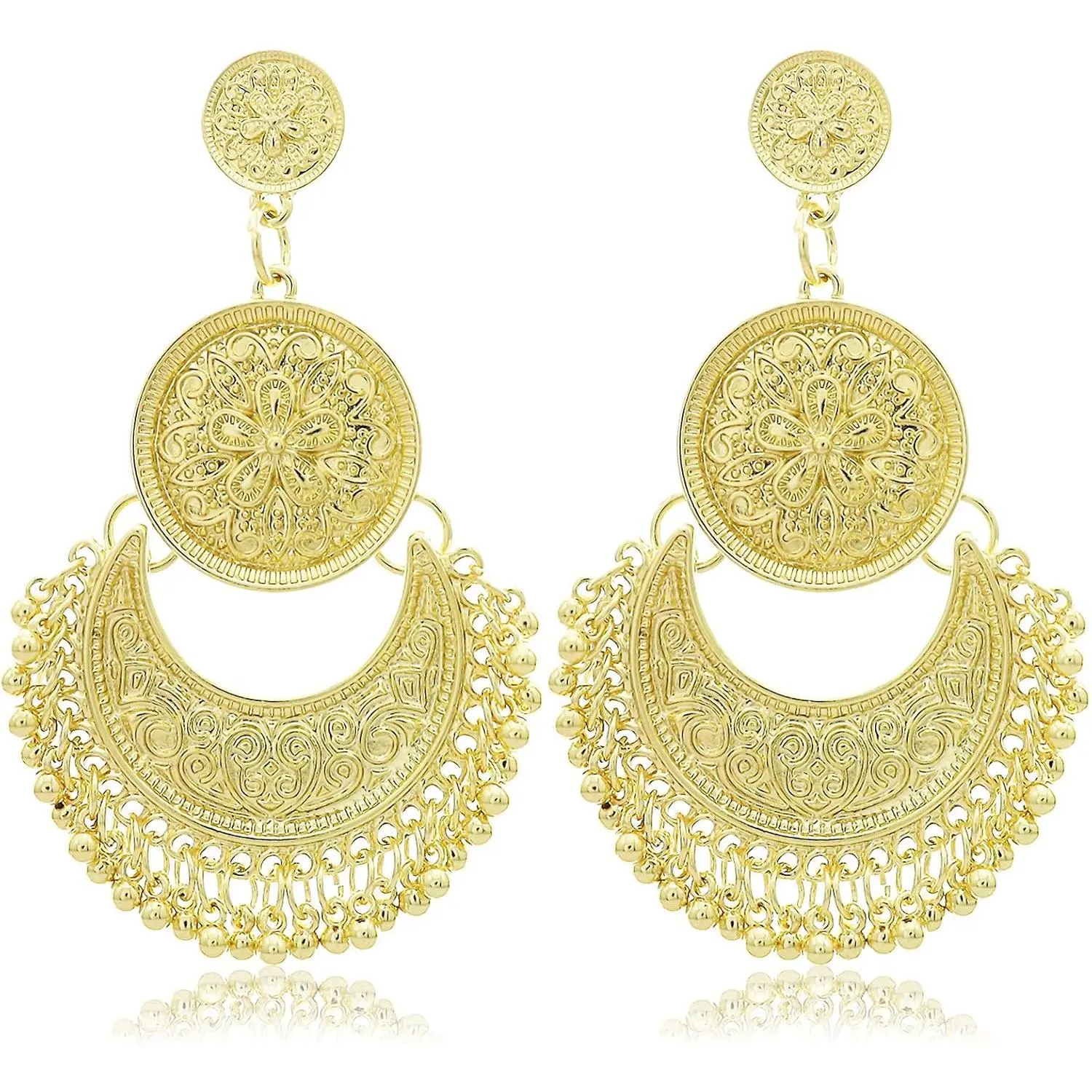 Ethnic Middle East India Style Drop Dangle Earrings  Jhumka Jhumki Lotus Mexico Gypsy Dangle Earrings Traditional Ear Studs