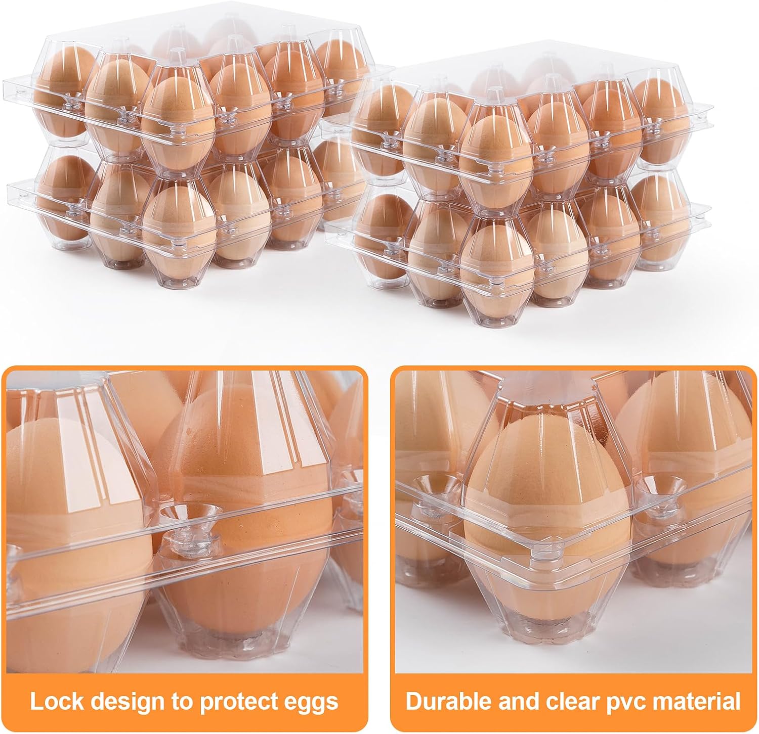 100 Pack Plastic Egg Cartons Bulk,1 Dozen Clear Empty Egg Cartons for Chicken Eggs 3x4 Grids, Egg Carton for Family, Chicken Farm, Markets Display 100 Pack Plastic Egg Cartons Bulk,1 Dozen Clear Empty Egg Cartons for Chicken Eggs 3x4 Grids, Egg Carton for Family, Chicken Farm, Markets Display