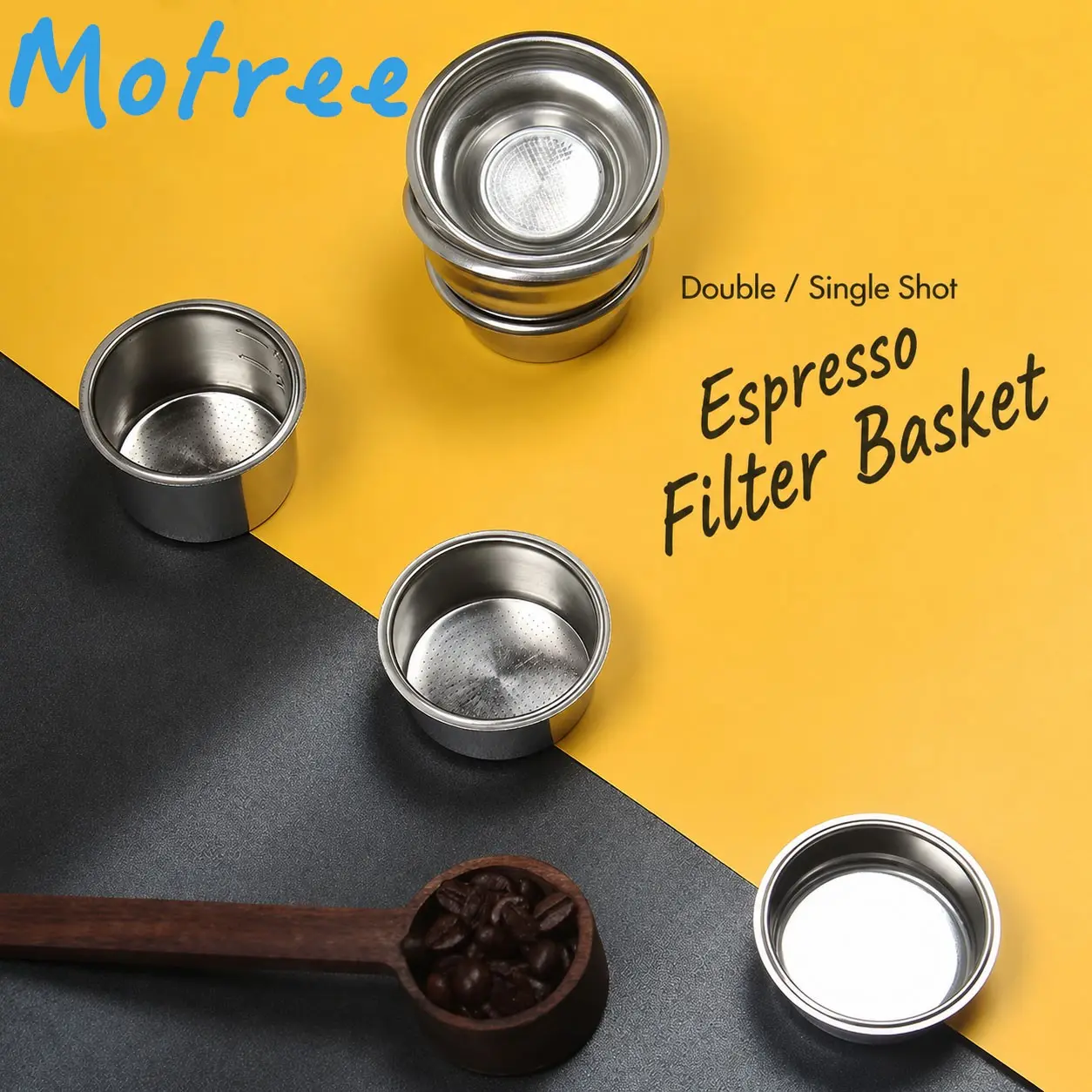 51/54/58mm Coffee Filter Basket, Stainless Steel Coffee Filter Reusable Coffee Machine Filter Accessory, Single/Double Cup Coffee Pressurized Porous Filter,Filter Basket Espresso Machine Additions,  Portafilter Basket, Coffee Machine Replacement .