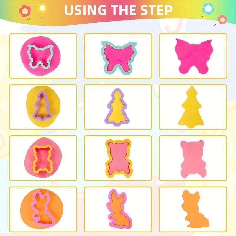 22pcs Small Plastic DIY Handmade Youngsters' Color Clay Tool Set with Animal Cutter and Mold Accessories, Random Colors