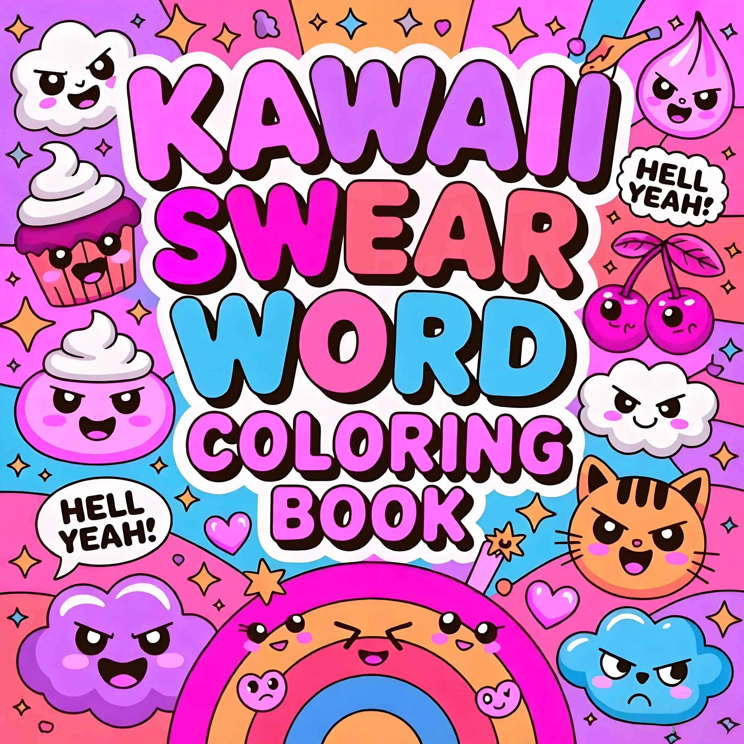 Kawaii Swear Word Coloring Book, Cute Sassy Cartoon Doodle Coloring Pages, Stress Relief Relaxing Activity Book for Adults,Bold and Easy Coloring Book for Adults Featuring Groovy & Funny Designs for Relaxation