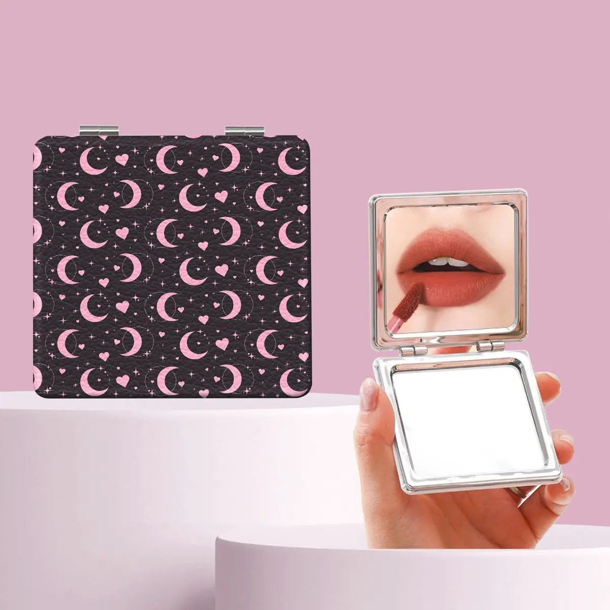 Vintage Moon Heart Makeup Mirror, Foldable Mini Handheld Mirror, Perfect for All Occasions, Ideal Gift for Friends and Family