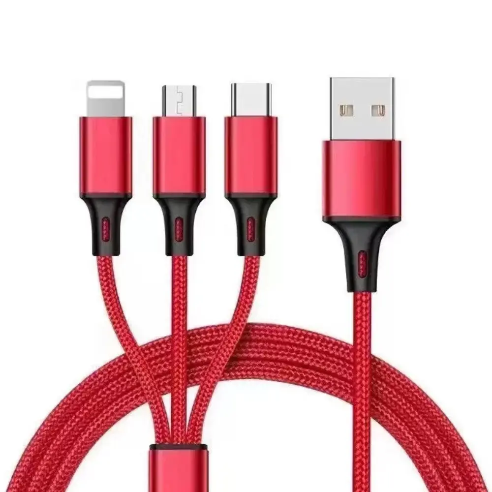 USB Multi Charging Cable for All Devices, Portable Nylon 3 in 1 Multiple Charger Cable Charger with Multiple Connectors, USB A to USB C/Micro/Lightning USB Cable for iPhone 17-8 Pro Max/Android/iPad