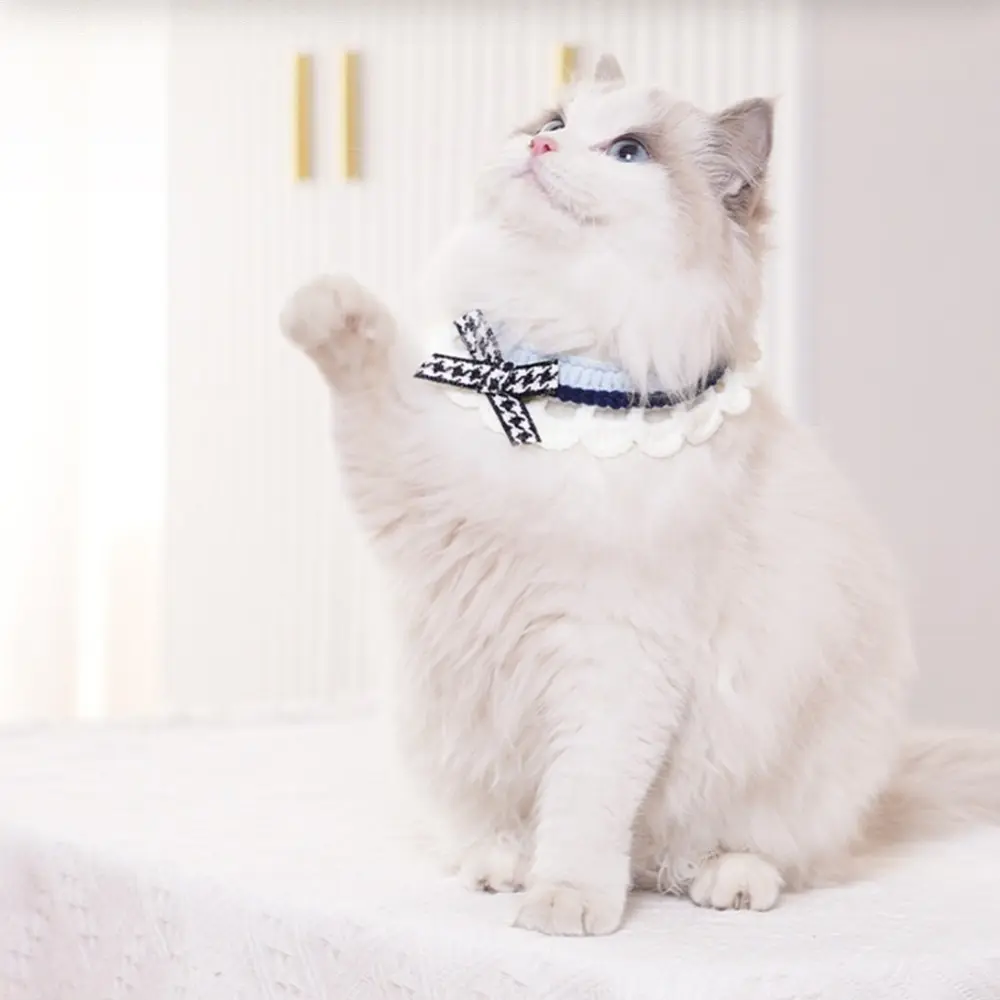 2PCS Adjustable Multi-Size Bow Decoration Pet Scarf Collar Set Pack, Soft Bib Function Neck Ornament for Cats & Small-Medium Dogs (Bag Charm & Twilly Accessory), Soft Fabric
