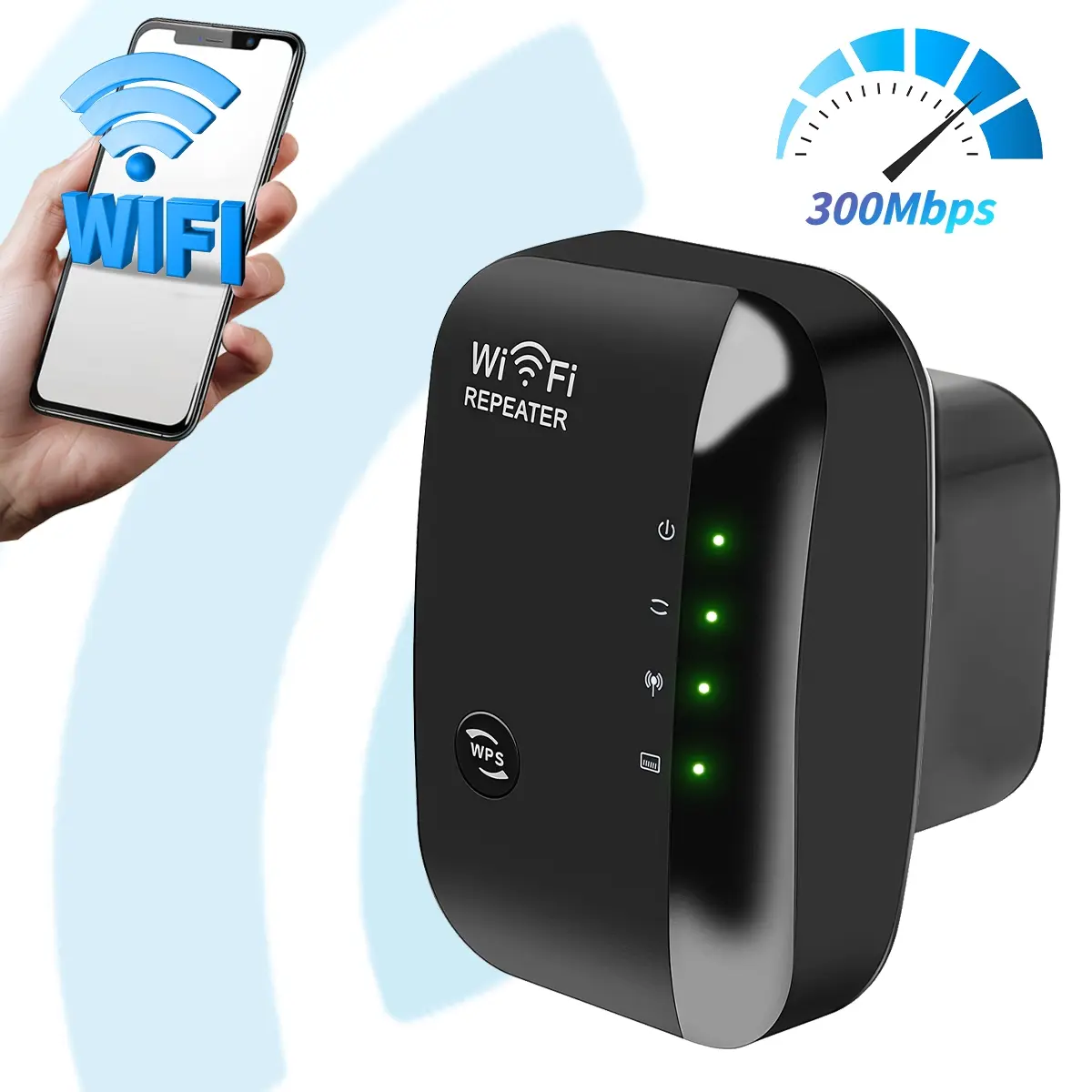 High Speed WiFi Booster and Signal Extender, Expands Coverage to 5000 Sq Ft, 300Mbps Bandwidth, Stable 2.4GHz Connection for 60+ Devices, Simple Home Setup Wireless Repeater