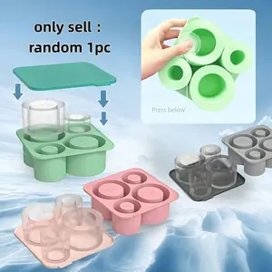 Silicone Cup Mold with Lid, Reusable Ice Mold for 20oz, 30oz, 40oz Tumblers, 4 Cylindrical Compartments, Ideal for Cold Beverages