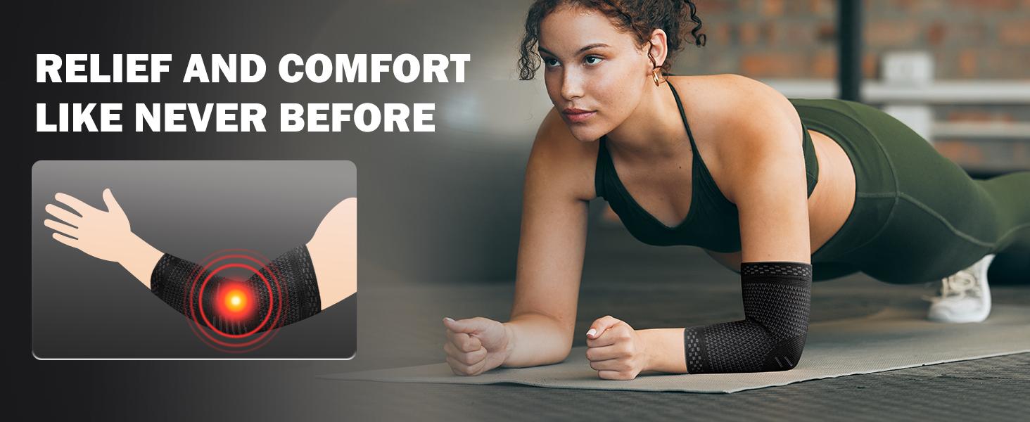 UGEM Elbow Orthopedic Brace Compression Support (Pair) - Elbow Sleeve for Tennis Elbow, Golfer’s Elbow, Bursitis, and Sprains, Arthritis, Tendonitis. Pain Relief