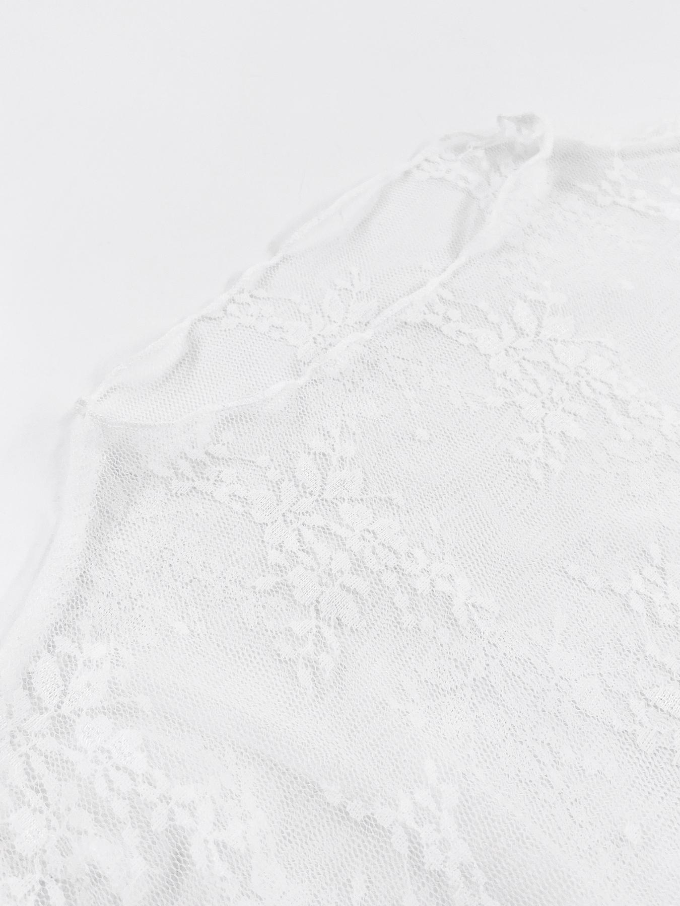 Women's Plus Size Sheer Lace Overlay Cropped Long Sleeve Top, Sexy Slim-Fit Summer Fashion Tee, Trendy Plain Color Underlayer Shirt