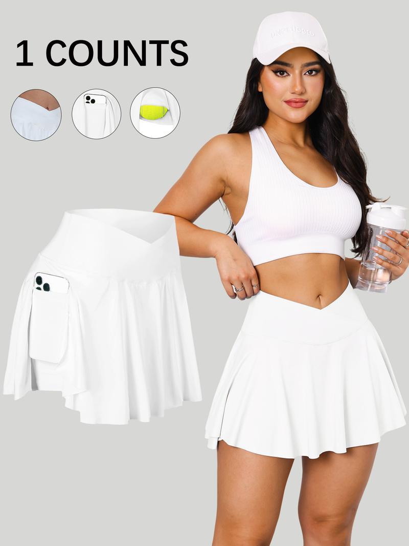 Women's Solid Color Pleated Skirt, Casual Sporty Mini Skirt for Tennis Golf Workout, Ladies Bottoms for All Seasons Tennis Attire