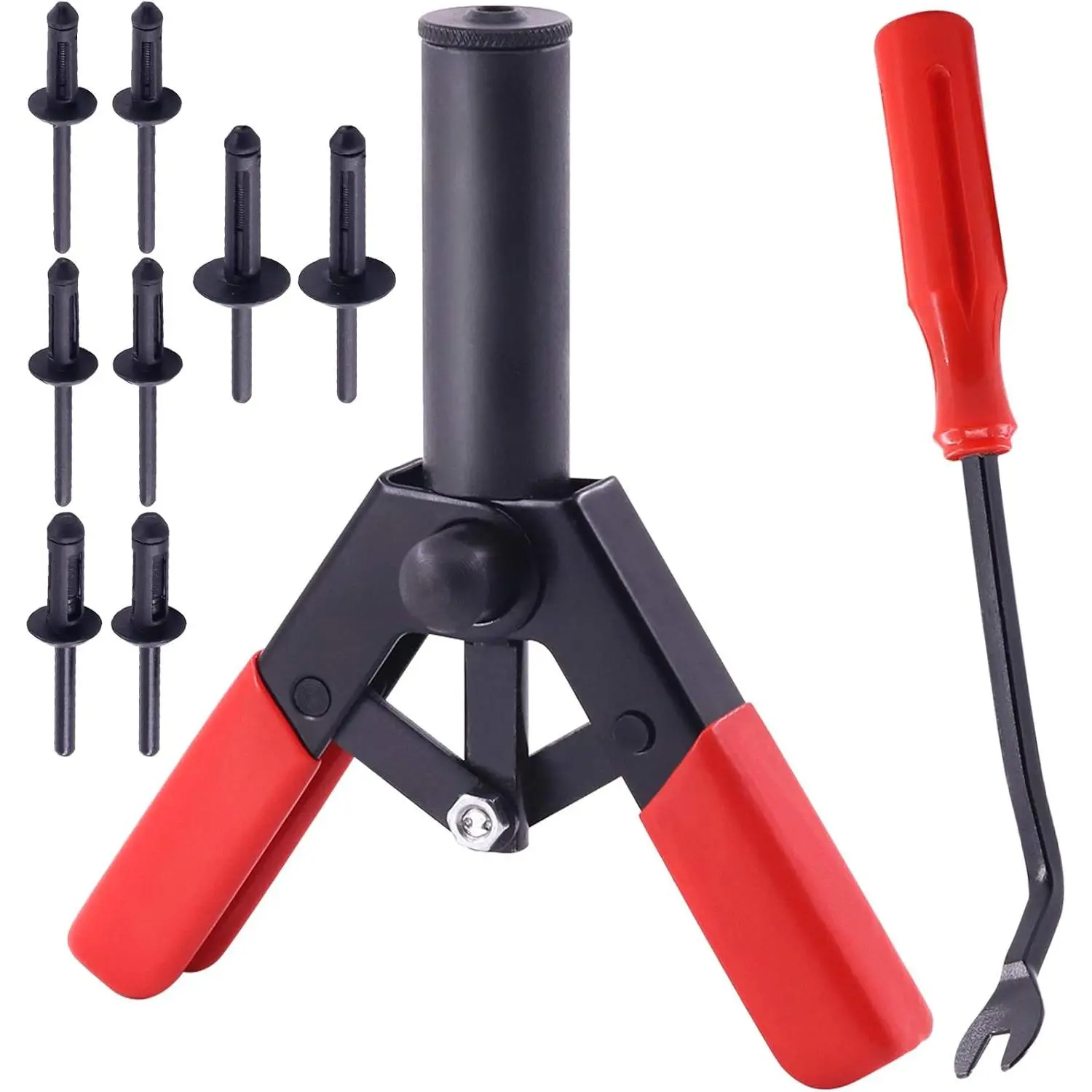 42Pcs Plastic Rivet Gun Set with 40Pcs 4Sizes Nylon Blind Rivets and 1Pcs Fastener Removal Tool, Hand Riveter Suitable  Automotive and More