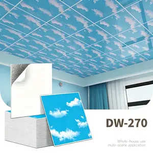 50 Sheets Self-Adhesive Sky Blue Cloud Wallpaper, Removable Ceiling Wallpaper, Waterproof Cloud Wall Stickers, for Bedroom Living Room