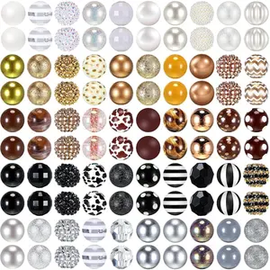 100 count 20mm Rhinestone Bubblegum Beads for Pens    Chunky Beads for DIY Craft  Necklace Bracelet  Making(Retro Color)