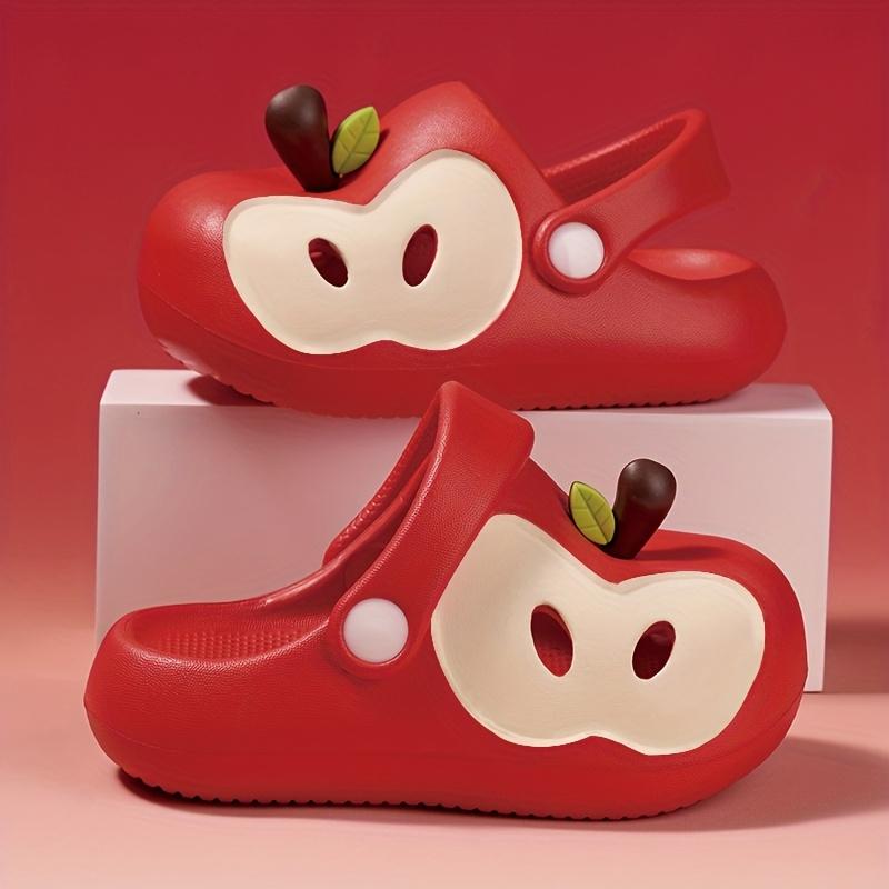 Children's Apple Clogs Summer Closed-Toe Cool Slippers for Boys and Girls, Toddlers, and Kids, Non-Slip Soft Sole Baby Beach Shoes, Cute Slippers for Middle and Older Toddlers