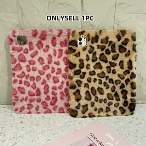 Plush Leopard Print Tablet Case with Pen Slot, Compatible with iPad 10th/11th, iPad Pro 11/12.9/13 Inch, Lightweight Protective Cover, Tablet Casing, iPad Accessories, Tablet Covers