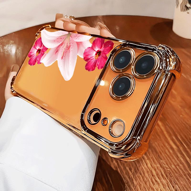 Hibiscus Bloom Case for iPhone 17 Air 16 Pro Max 15 Plus 14 13 12 11 X XS Shockproof Anti-Scratch Soft Silicone Four-corner Thickened Festive Design