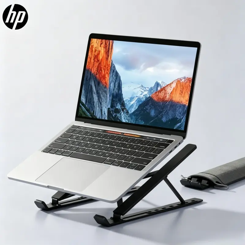 Hp Eight-Level Adjustable Laptop Stand, Ergonomic Detachable Stand, Height Adjustment, Ventilation Design, Includes Storage Bag, for 10-17 Inch Laptops & Tablets