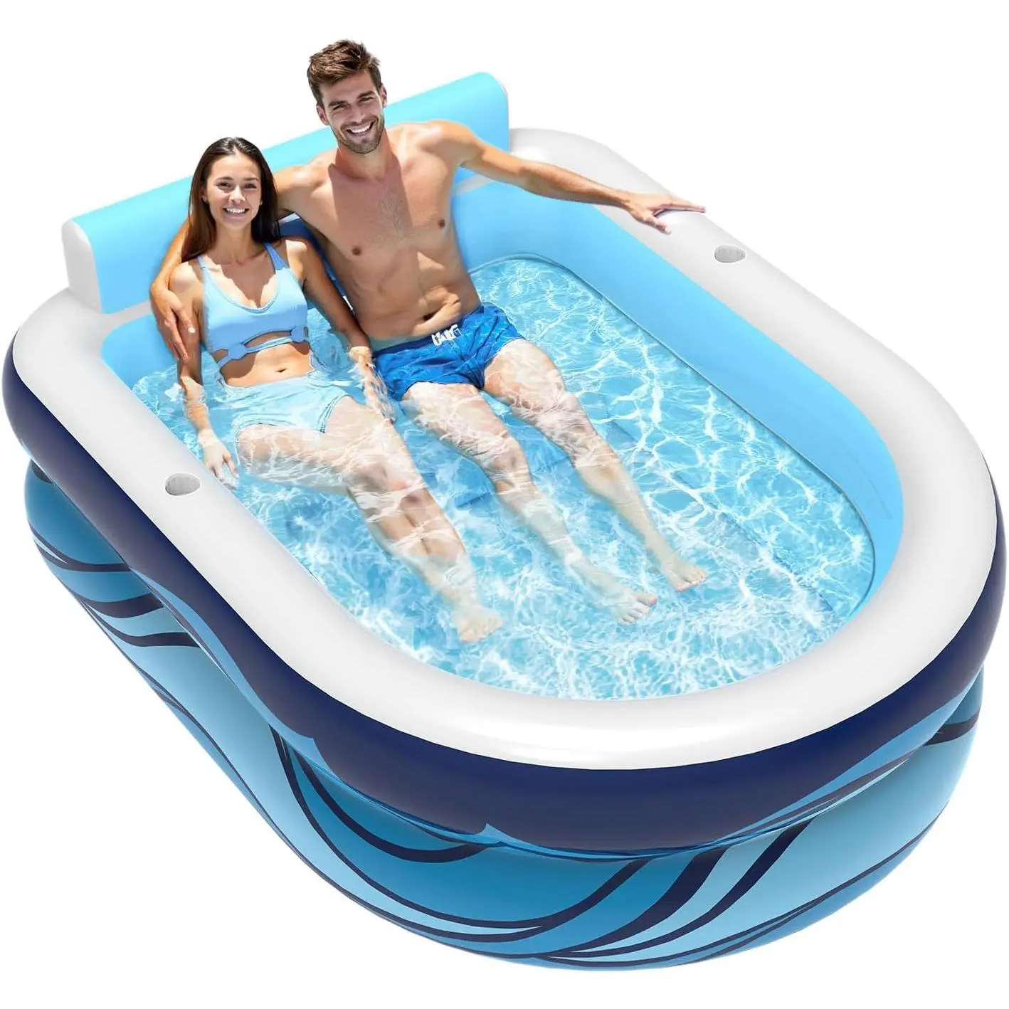 Inflatable Pool for Adults or Kids with Seats/Cup Holders Large Thickened Large Toddlers Cool Swimming Pool Family Summer Blow Up Water Pools for Outdoor, Water Party, Garden SPA Tub