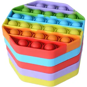 5 Pack Silicone Bubble Sensory Pop Fidget Toy, Office Toys, Anxiety Relief Squeeze Sensory, Autism, ADHD and Special Needs Stress Reliever, 5 Colors Including Rainbowfidget toys