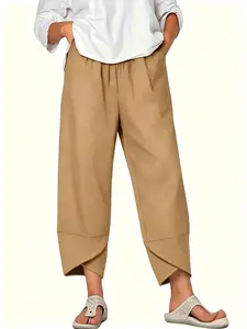 Women's Asymmetrical Cross Nine-Part Harem Pants, Casual Carrot Pants, Mid-Waist Slimming Pants, Daily Commute Vacation Home Wear