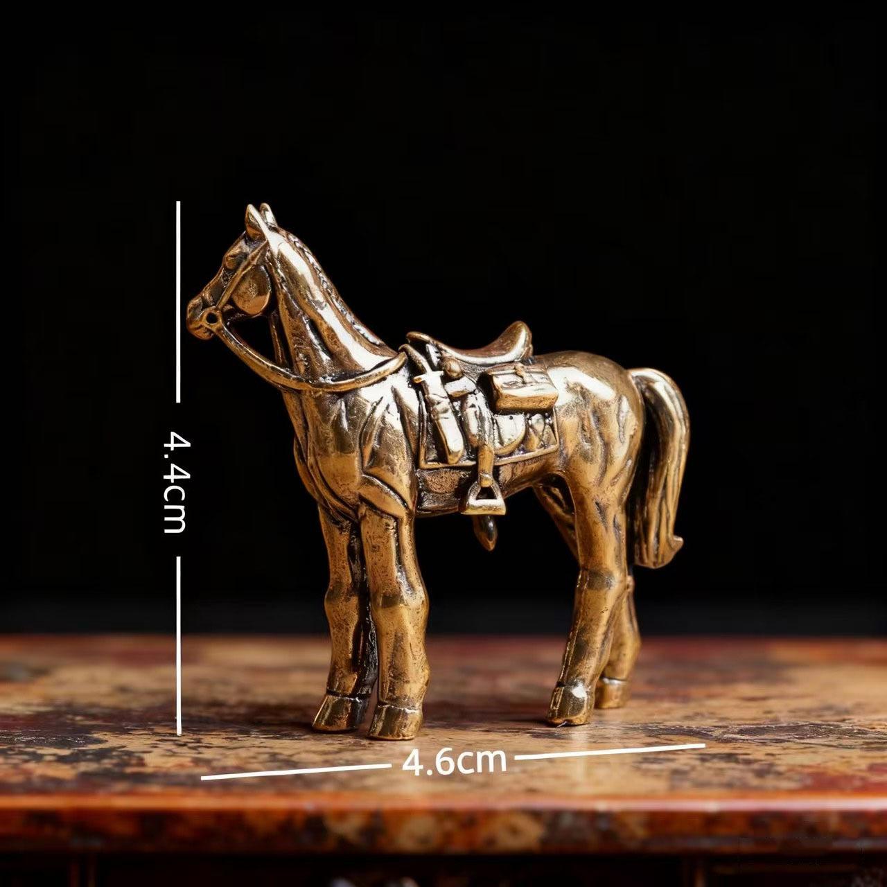Brass Horse Figurine — Office Desk Ornament, Tea Pet, and Decorative Bronze Art Piece