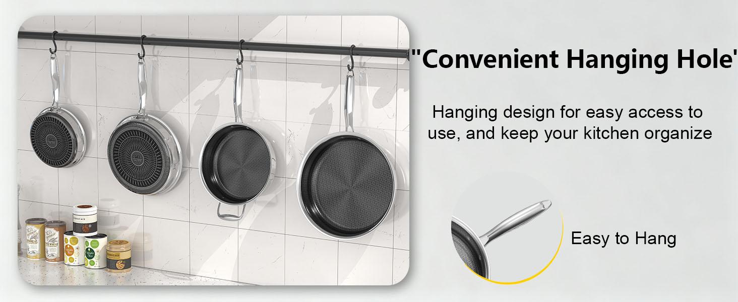 14-Piece Hybrid Stainless Steel Cookware Set, Non-Stick Pots and Pans Set with 3 Silicone Trivets| Induction Compatible Frying Pans, Saucepans, Saute Pan & Stock Pot| Oven Dishwasher Safe