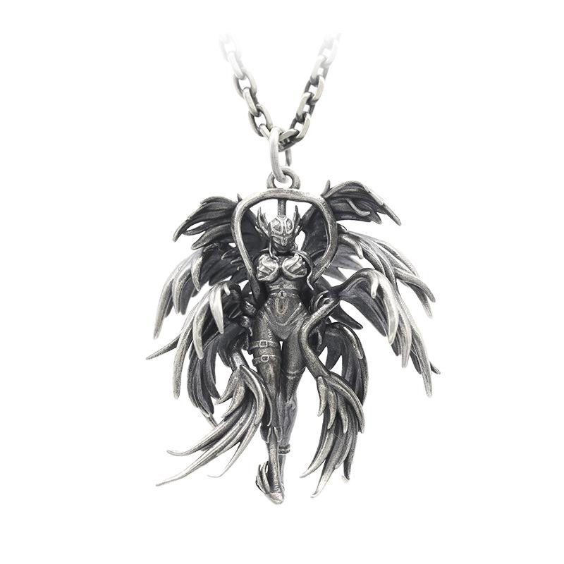 Eight Wing Angel Necklace 925 Silver Angel Pendant Retro Couple Silver Jewelry Fashion Trend Charm Pendant