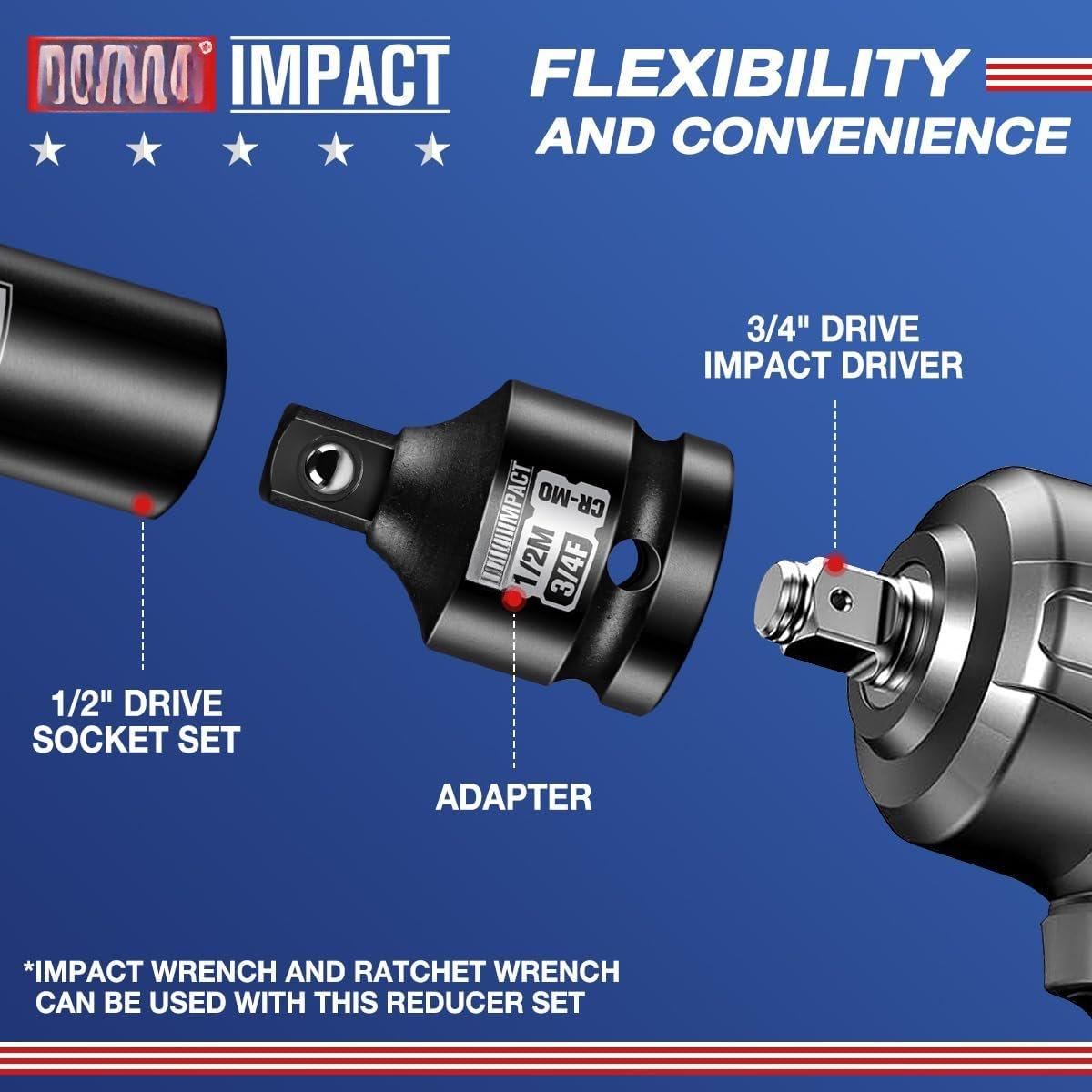 3/4" Female to 1/2" Male  Socket Adapter, 3/4-Inch  Socket Adapter Reducer, Chrome Molybdenum Alloy Steel