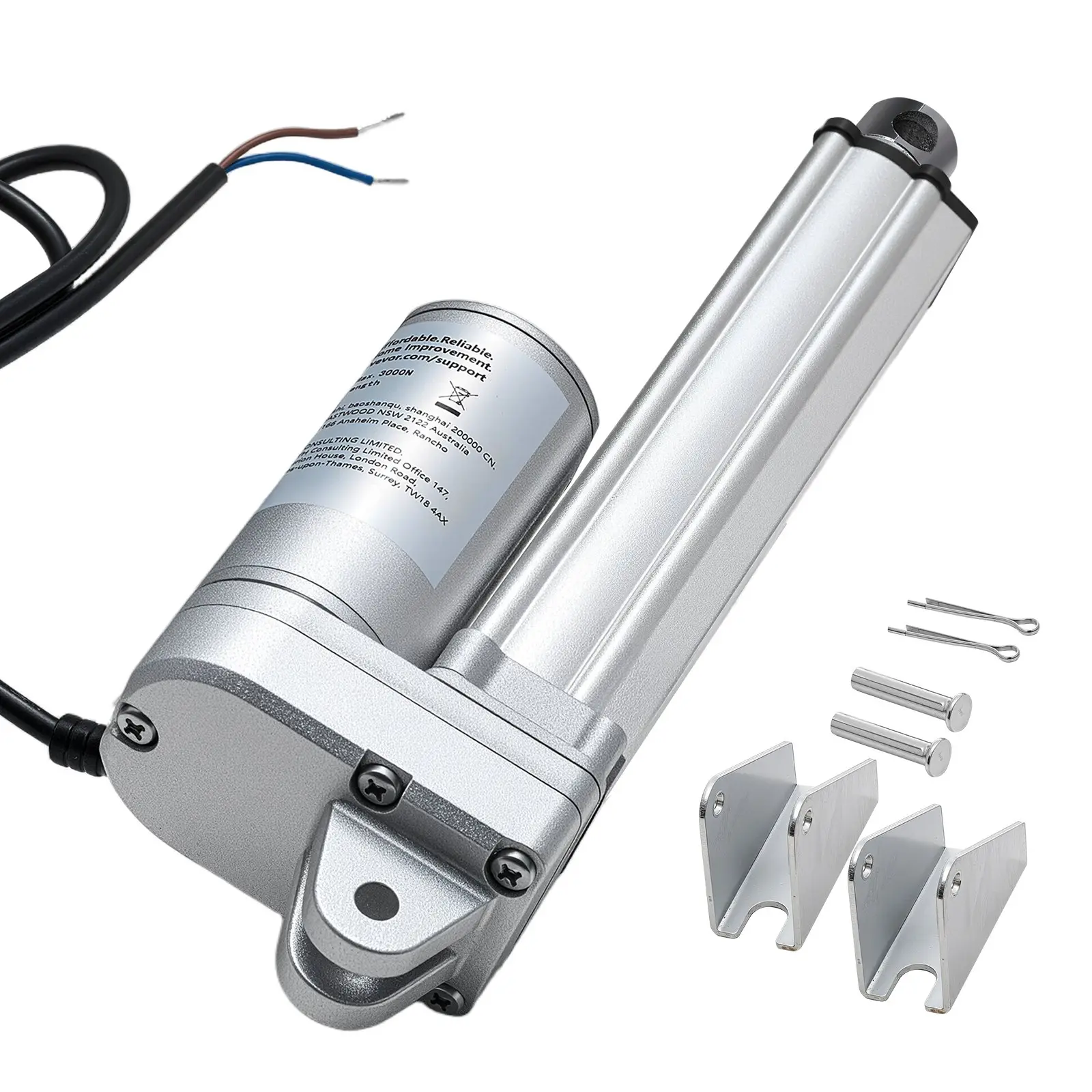 VEVOR 12V Linear Actuator, 4 Inch IP65 Waterproof Linear Actuator, 675lbs/3000N 0.2"/s Motion Actuators with Mounting Brackets for Outdoor Use