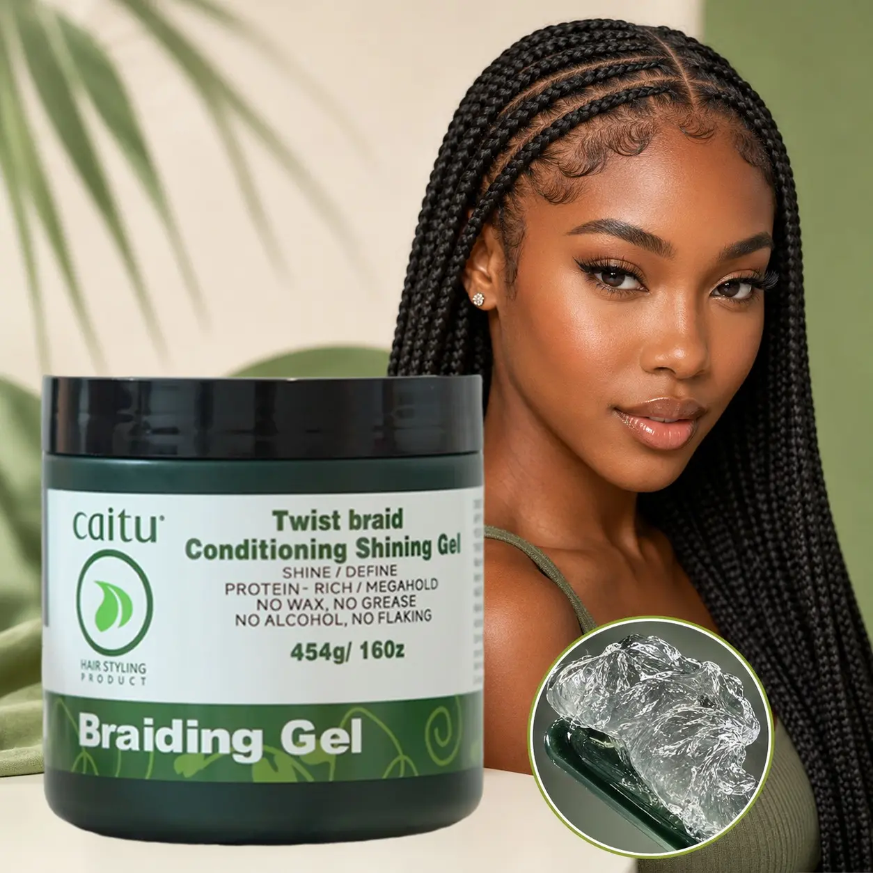 Braiding Gel for Knotless Braids, Box Braids, Cornrows & Twists, Firm Hold Edge Control, Frizz & Flyaway Control, No Flaking