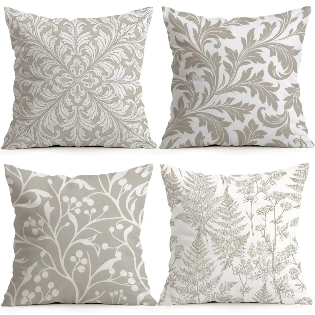 4pcs Nordic Style Plant Pattern Cushion Covers, Single Side Print, Living Room Bedroom Home Decor, All Season Pillow Cases, No Insert Included