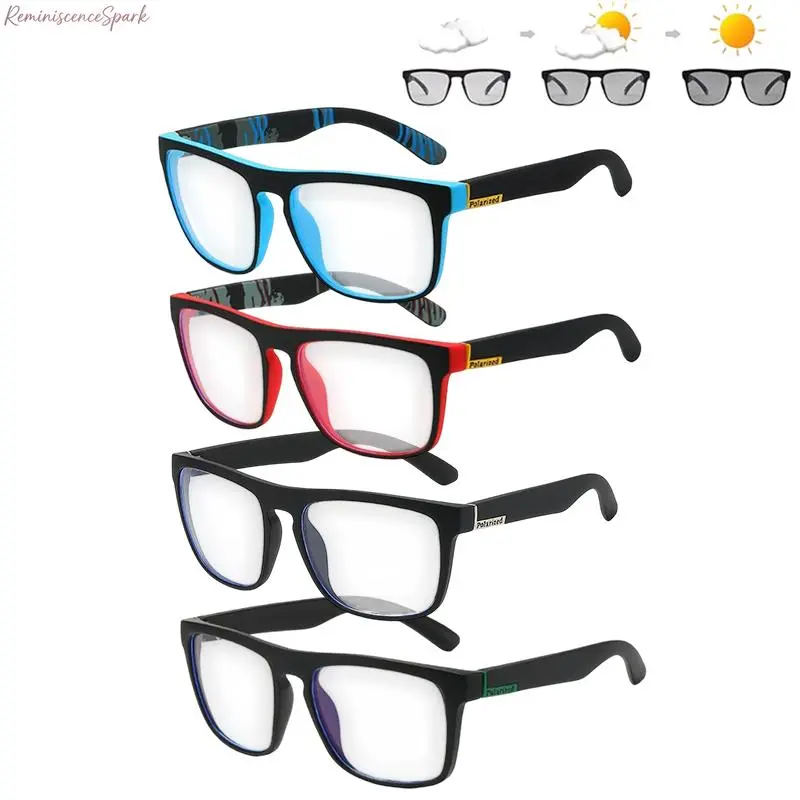 Men’s 4-Pack Photochromic Blue Light Blocking Sports Sunglasses with Photochromic Lenses, UV Protection, Light-Adaptive Frames, Lightweight Sport Silhouette, Cycling Gear, Scratch Resistant for Road Cycling, Daily Driving, Multi-Purpose