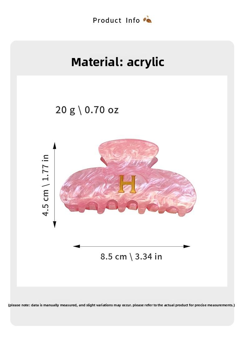 Pink Iridescent Gold Foil Initial Letter Hair ClawClips | Large Acrylic Half Moon Claw Clip for Thick Hair | Hair Claw for Updo Hairstyle #clawclips#