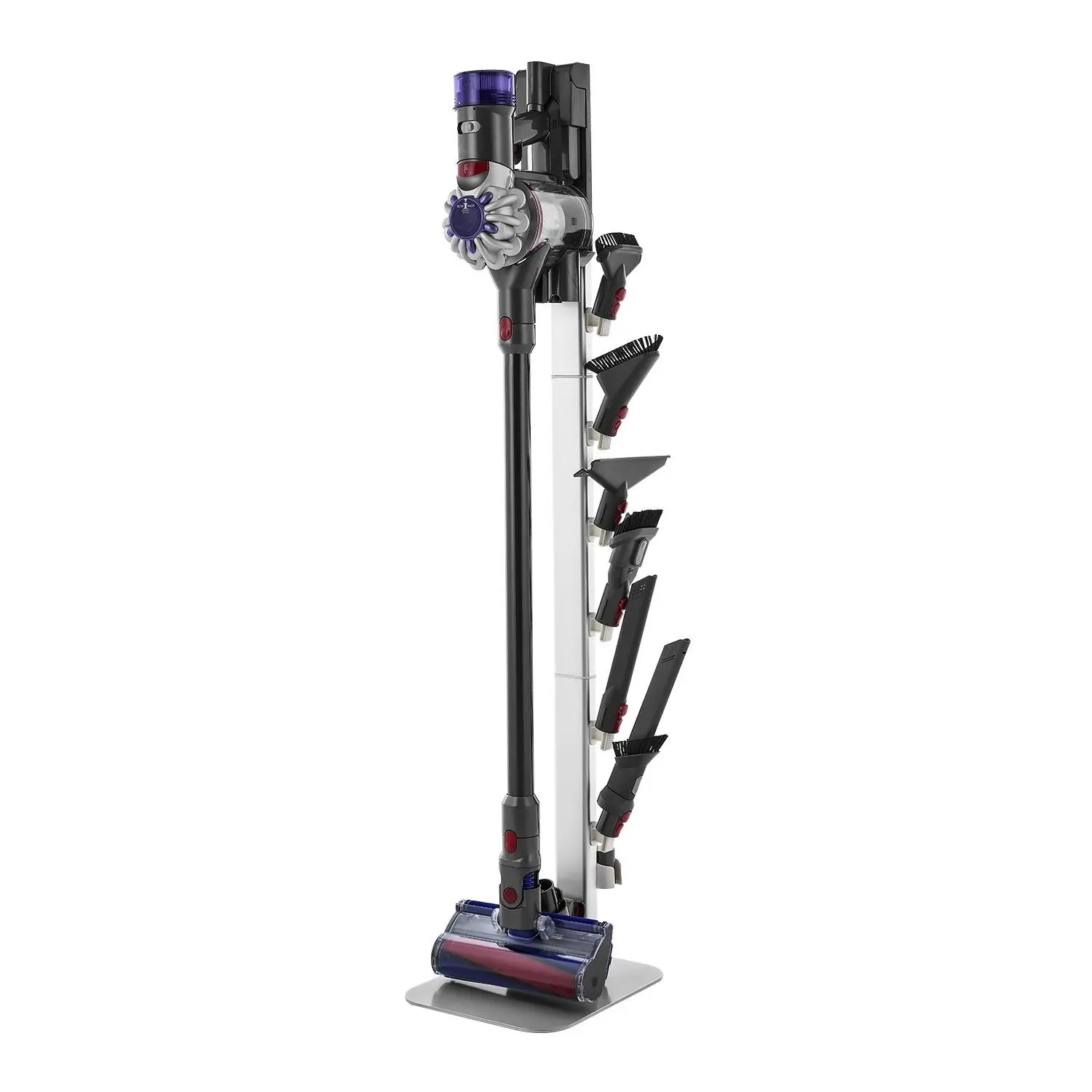 【Summerfinds】VEVOR Vacuum Stand, Compatible with Dyson G5 V15 V12 V11 V10 V8 V7 V6 Series Upright Vacuums Cleaners & Accessories, Stable Vacuum Stand Holder with 6 Hooks and Non-slip Footpads, Gray