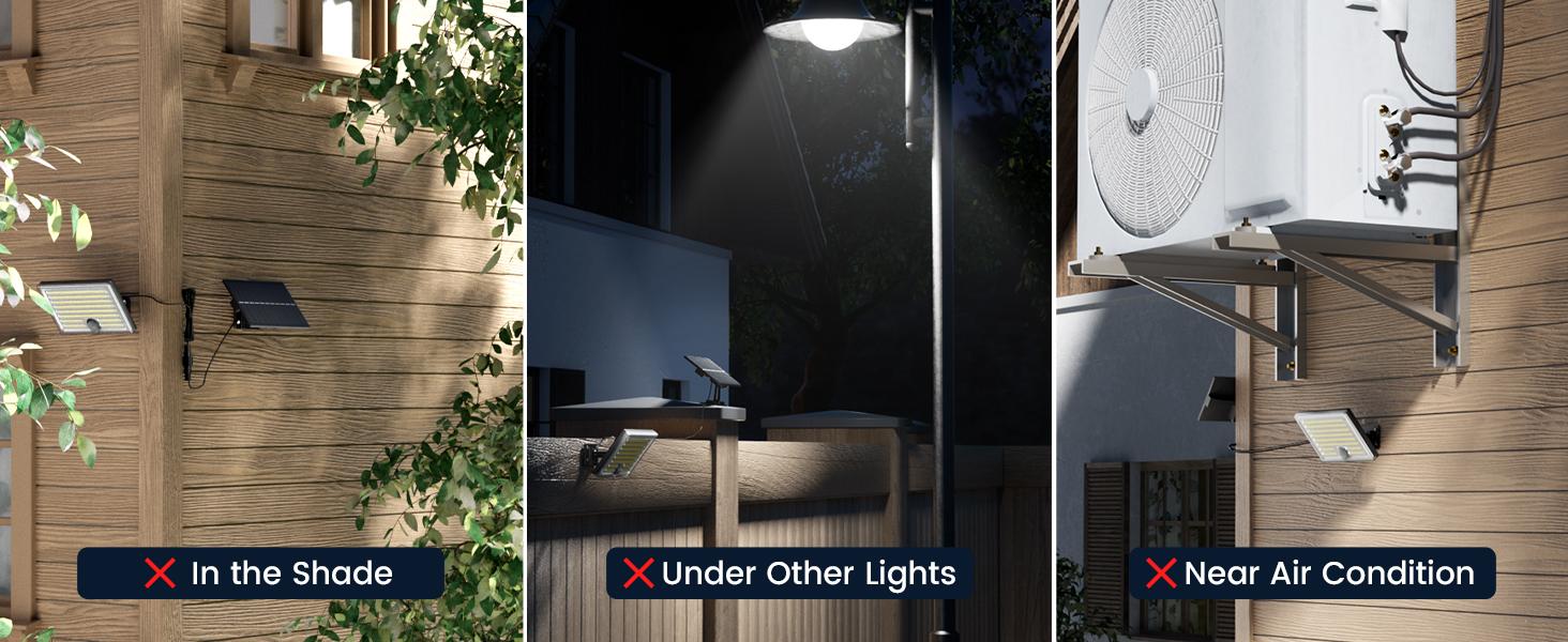 Mini Solar Lights Outdoor with Motion Sensor, 170-LED Solar Flood Lights Outdoor Dusk to Dawn with 16.5FT Cable, 3 Modes Solar LED Lights for Outside Waterproof IP65 for Patio, Yard, 4 Pack