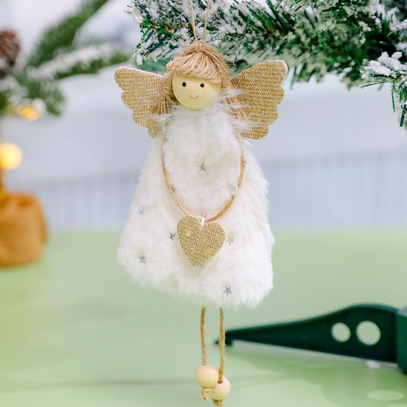 Angel Girls Christmas Decorations Pentagram Skirt Angel Pendants Cute Creative Plush Doll Xmas Tree Ornaments Fabric Art Gifts
