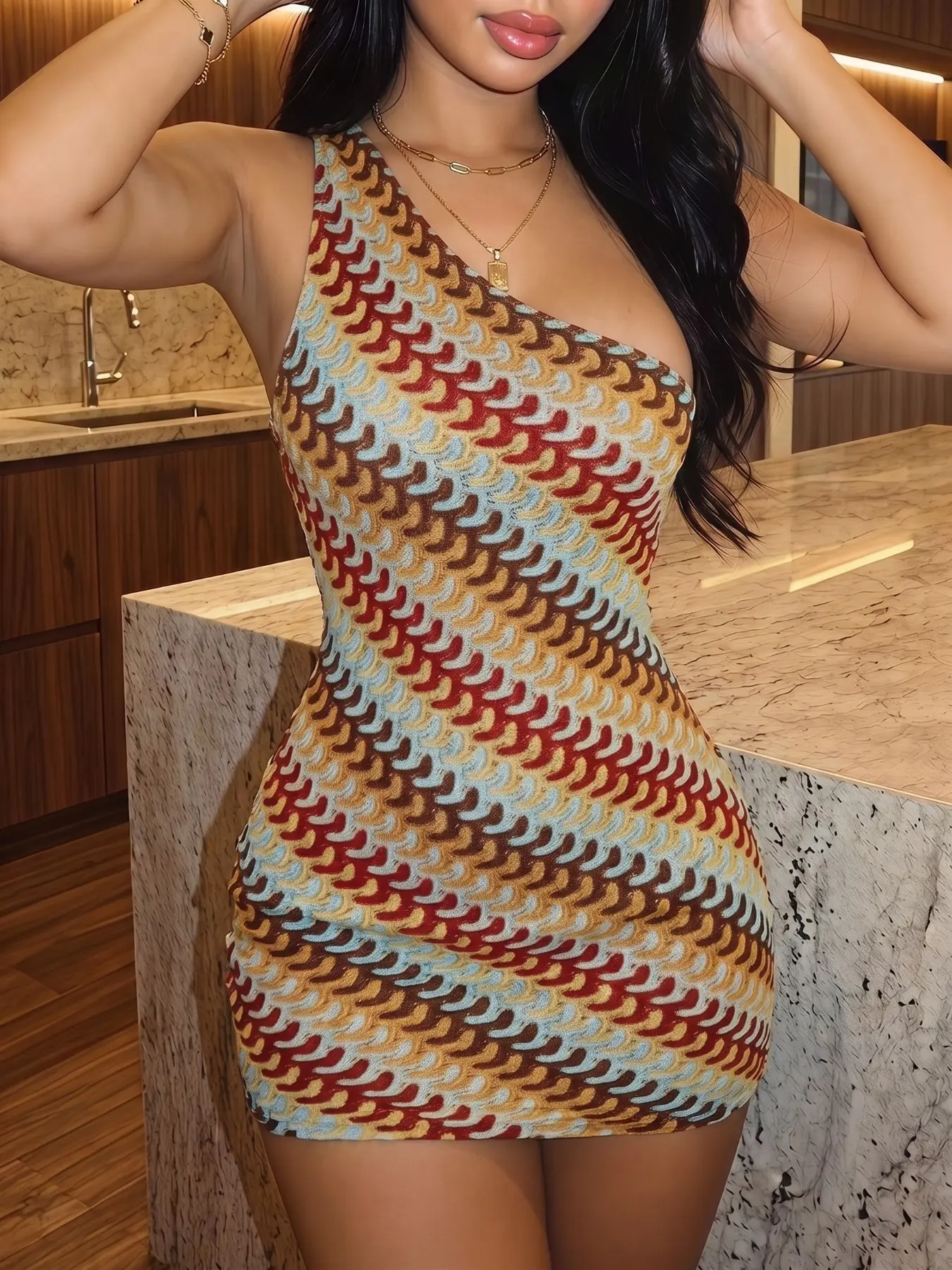 Womens boho one shoulder knit mini dress sexy striped bodycon summer dress trendy y2k slim fit party club dress chic vacation beach outfit retro pattern streetwear going out mini dress fashion bodycon dress Womenswear