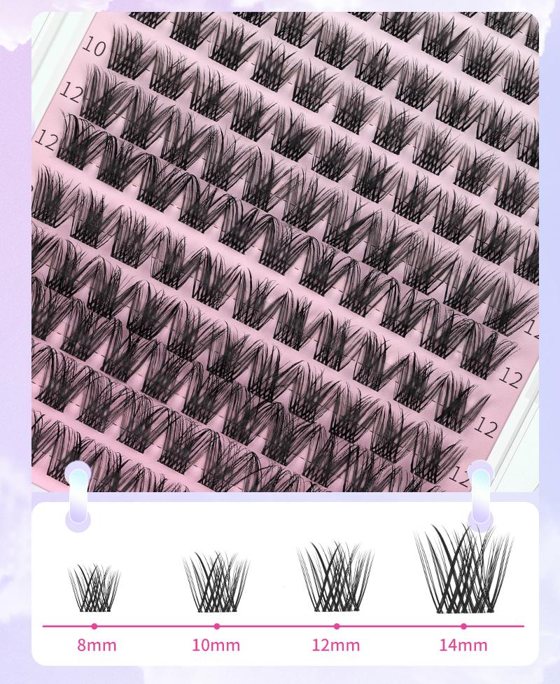 Sulfuras New Lashes Short Fairy Venus with Invisible Band Lashes Wispy Lash Clusters Individual Lashes 8-14MM Natural Waterproof for Girls DIY Cluster Eyelash Extensions Long Lasting Manga Makeup Cosmetic Springtok Gift
