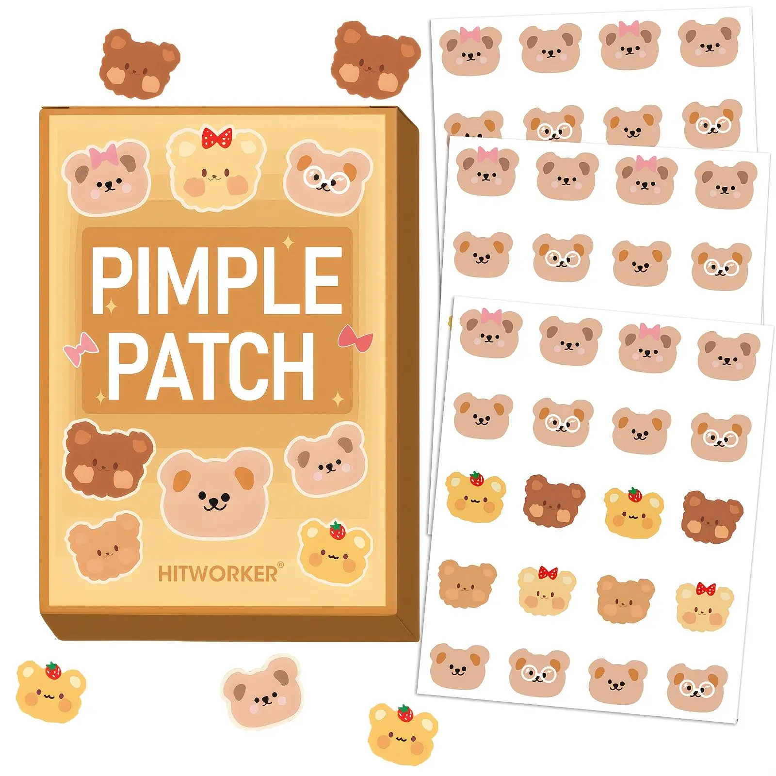 Hydrocolloid Bear Shaped Acne Clearing Products Pimple Patches Cute Cartoon Invisible Spot Treatment Patches Absorb Pus Zit Covers for All Skin Types