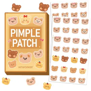Hydrocolloid Bear Shaped Acne Pimple Patches Cute Cartoon Invisible Spot Treatment Patches Absorb Pus Zit Covers for All Skin Types