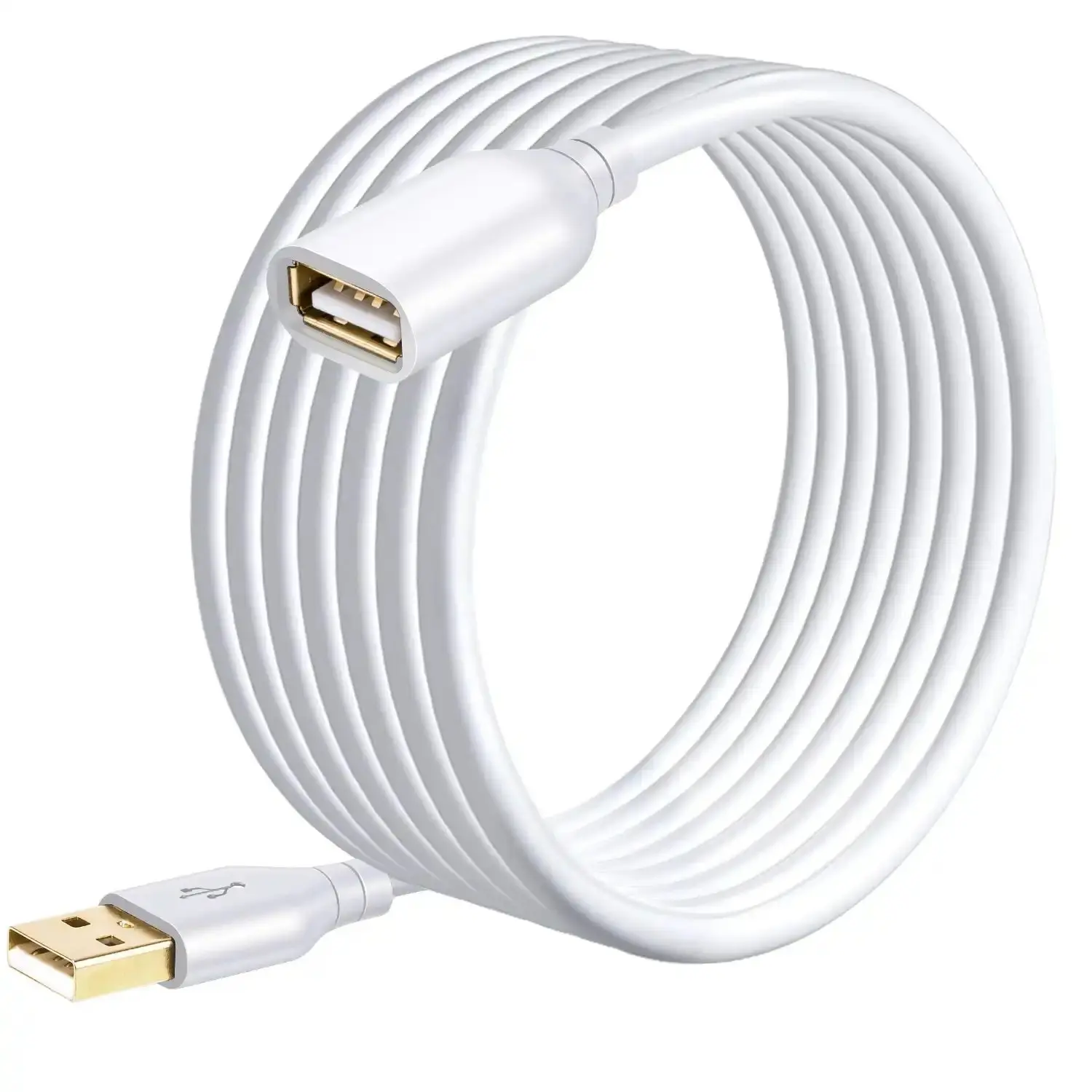 USB Extension Cable White 15Ft, USB 2.0 Extension Cord Type A Male to A Female White Extender Cable for Hard Drive, Security Camera,Printer, Keyboard,Mouse